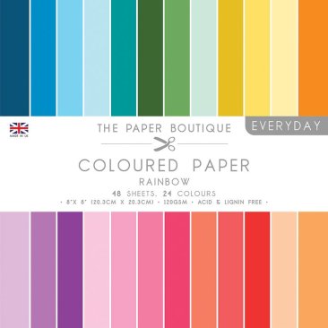 The Paper Boutique Everyday 8" x 8" Coloured Paper Pack - Rainbow