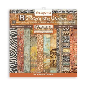 Stamperia Savana 12x12 inch Maxi Background Paper Pack